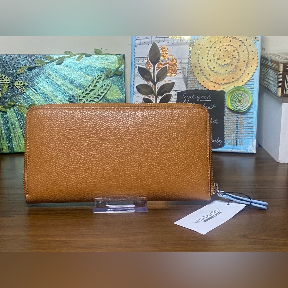 Vera Bradley Essential Continental Blue Bow Vegan Pebbled Leather Wallet - Picture 2 of 8